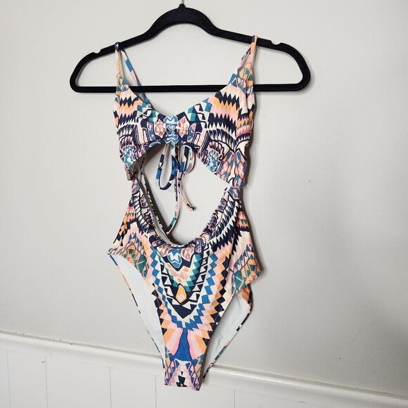 ATHLETA Desert Geo Print Cutout One Piece Swim Suit - Picture 1 of 8